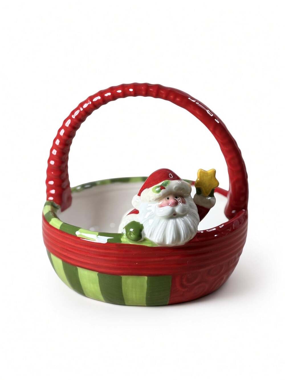 Fitz and Floyd Holiday Folk Santa Basket